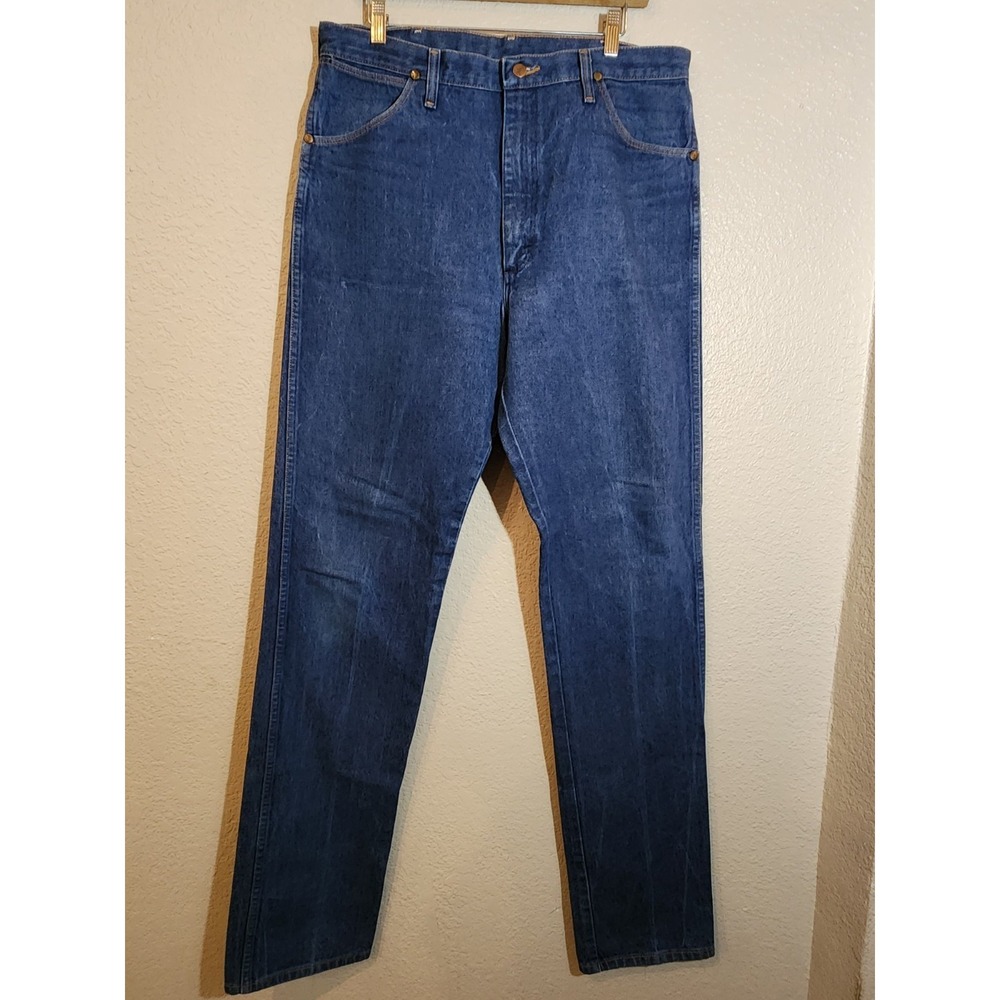 Wrangler Originals Men's Denim Jeans Size 36x38 Starched Dark Wash, Straight Leg